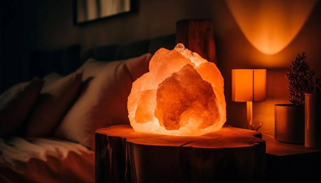 Salt lamp in bedroom